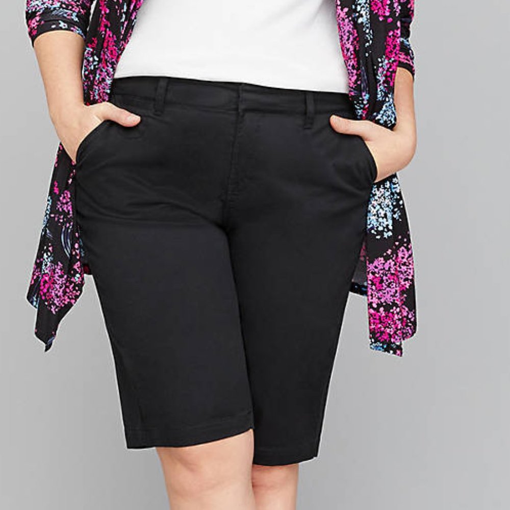 Shorts 26 28 Lane Bryant Bermuda Black Chino Plus